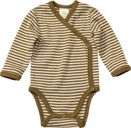 Wickelbody aus Bio-Wolle und Seide, weiß & olivgrün, Gr. 74/80 ALANA