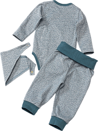 Set bestehend aus Wickelbody, Hose & Halstuch, blau, Gr. 62/68 ALANA