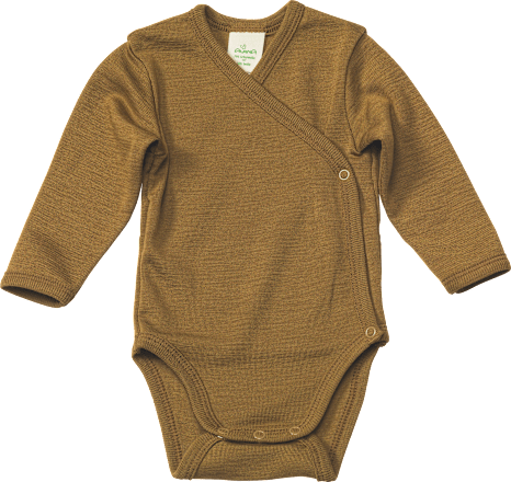 Wickelbody aus Bio-Wolle und Seide, olivgrün, Gr. 50/56 ALANA