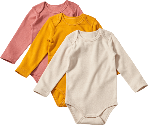 Bodys Langarm, rosa + gelb + beige, Gr. 98/104 ALANA