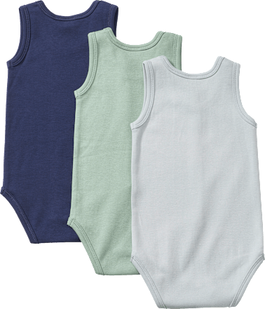 Bodys Ärmellos, grün + blau, Gr. 98/104 ALANA