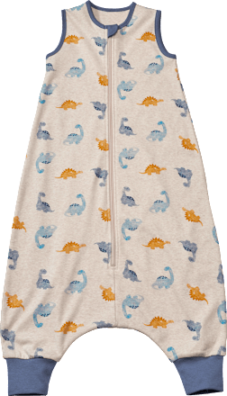 Schlafsack mit Beinen 1 TOG mit Dino-Muster, beige & blau, 100 cm ALANA