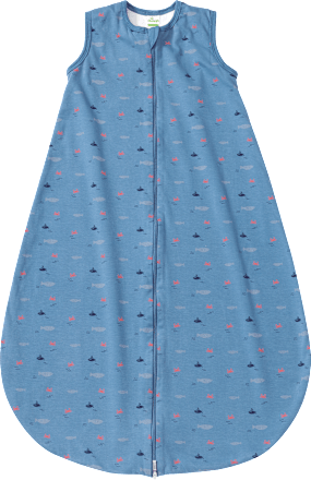 Schlafsack 1 TOG, mit Fisch-Krabben-Muster, blau, 70 cm ALANA
