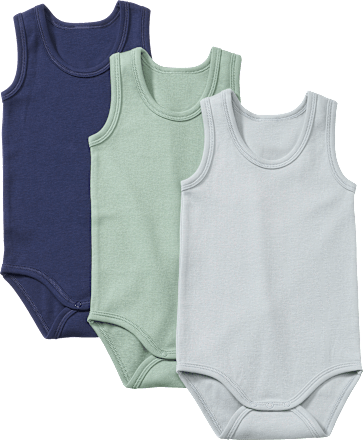 Bodys Ärmellos, grün + blau, Gr. 86/92 ALANA