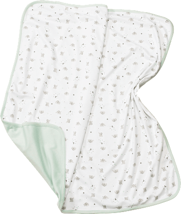 Baby Decke, ca. 80 x 80 cm, in Bio-Baumwolle, weiß, blau PUSBLU