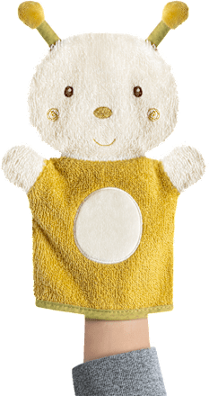 Waschhandschuh Biene gelb/weiß fehn