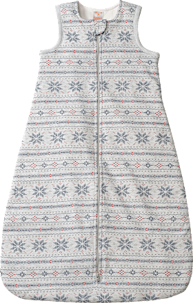 Kinder Schlafsack 2 TOG, 80 cm, mit Bio-Baumwolle, weiß, blau PUSBLU