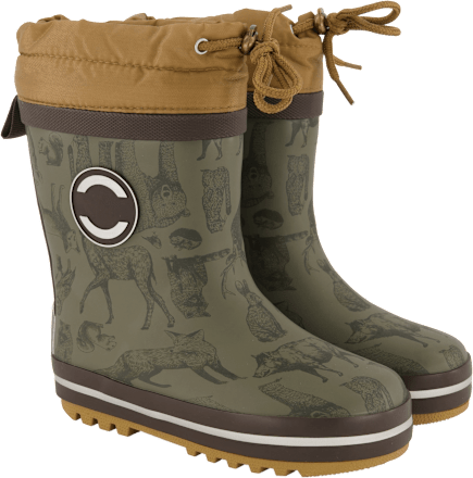 Gummistiefel gefüttert & mit Tier-Muster, grün, Gr. 26/27 Mikk-Line