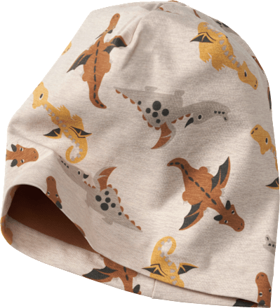 Mütze zum Wenden mit Dino-Muster, beige, Gr. 54/55 ALANA