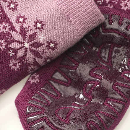 Stoppersocken mit Schneeflocken-Motiv, rosé & dunkelrot, Gr. 21/22 ALANA