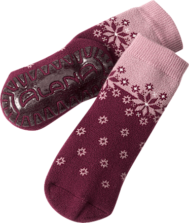 Stoppersocken mit Schneeflocken-Motiv, rosé & dunkelrot, Gr. 21/22 ALANA
