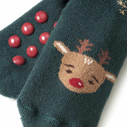ABS Socken mit Rentier-Motiv, grün, Gr. 18/19 PUSBLU
