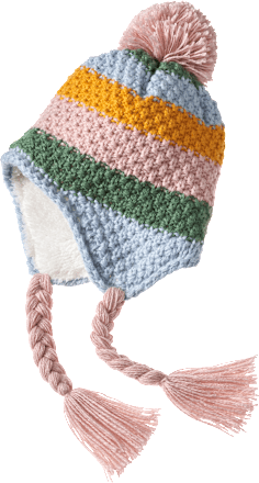 Mütze mit Bommel, bunt, Gr. 52/53 PUSBLU