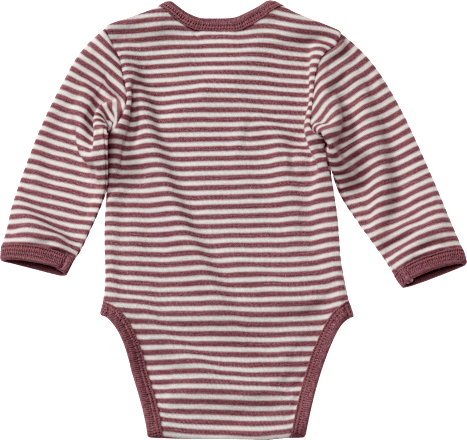 Wickelbody aus Bio-Wolle und Seide, beere & weiß, Gr. 62/68 ALANA