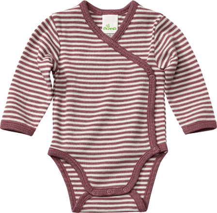 Wickelbody aus Bio-Wolle und Seide, beere & weiß, Gr. 62/68 ALANA