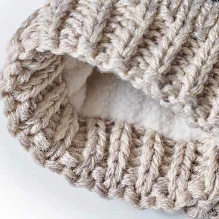 Loop Schal aus Strick, blau & beige PUSBLU