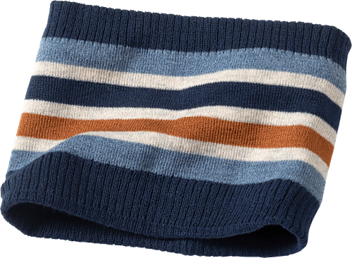 Loop Schal aus Strick mit Ringel, blau & weiß PUSBLU