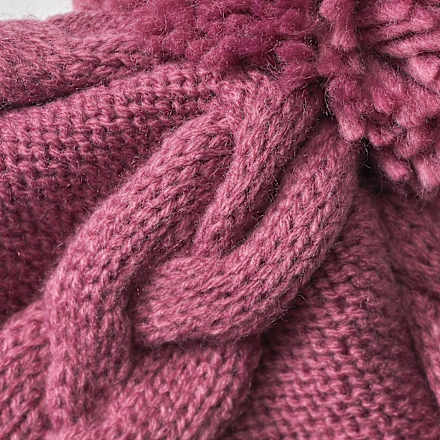 Mütze mit Bommel, rosa, 54/55 PUSBLU