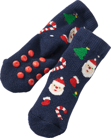 ABS Socken mit Weihnachts-Muster, blau & rot, Gr. 19/22 PUSBLU