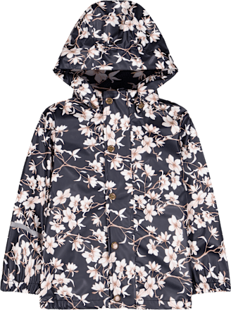 Regenjacke mit Blumen-Muster, blau, Gr. 98/104 Mikk-Line