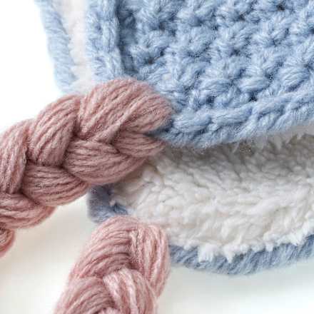 Mütze mit Bommel, bunt, Gr. 52/53 PUSBLU