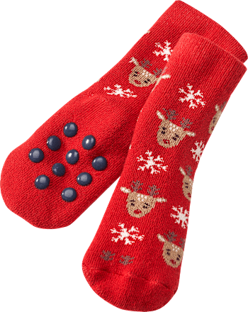 ABS Socken mit Rentier-Muster, rot, Gr. 18/19 PUSBLU