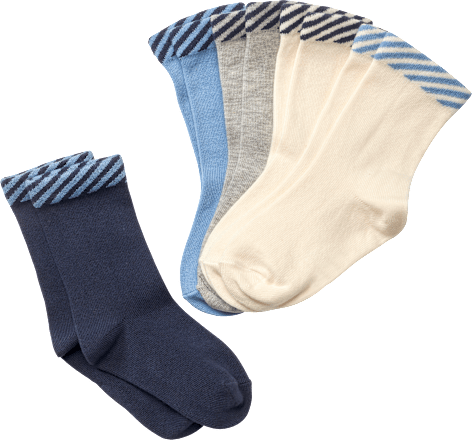 Socken, blau + weiß + grau, Gr. 23/26 PUSBLU