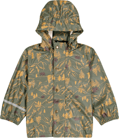 Regenjacke mit Wald-Muster, grün, Gr. 98/104 Mikk-Line