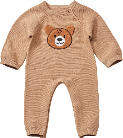 Overall aus Strick mit Bären-Applikation, braun, Gr. 56 ALANA