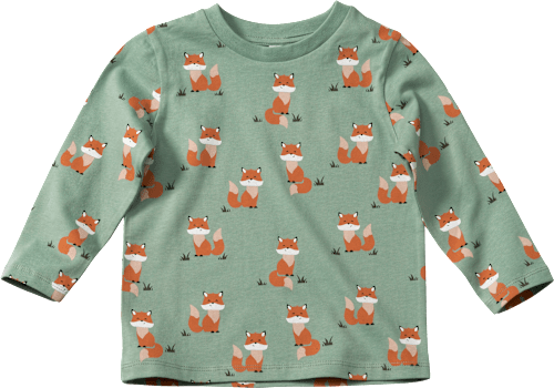 Langarmshirt mit Fuchs-Muster, grün, Gr. 92 ALANA
