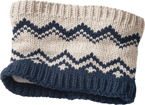 Loop Schal aus Strick, blau & beige PUSBLU