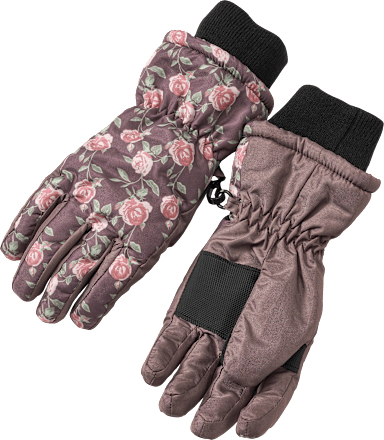 Handschuhe mit Rosen-Muster, grau, Gr. 4 PUSBLU