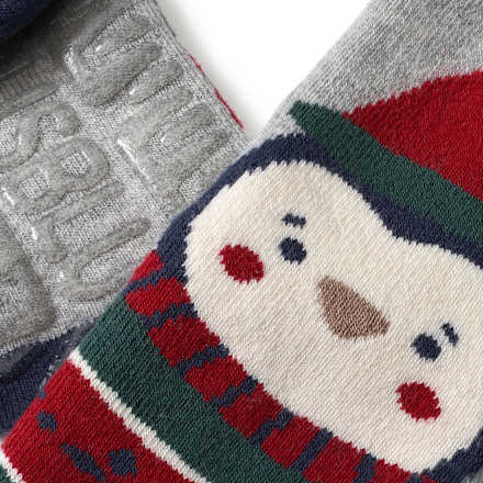 Stoppersocken mit weihnachtlichem Tier-Motiv, blau & rot, Gr. 19/20 PUSBLU