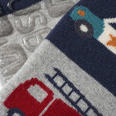 Stoppersocken mit Fahrzeug-Motiv, blau & grau, Gr. 23/24 PUSBLU