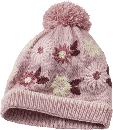 Mütze mit Blumen-Motiv, rosa, Gr. 54/55 PUSBLU