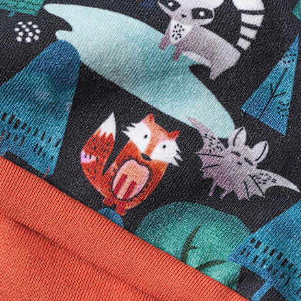 Mütze zum Wenden mit Waldtier-Motiv, blau & grün & orange, Gr. 54/55 ALANA