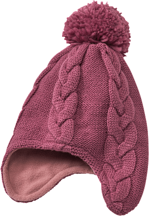 Mütze mit Bommel, rosa, 54/55 PUSBLU