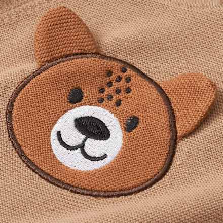 Overall aus Strick mit Bären-Applikation, braun, Gr. 56 ALANA