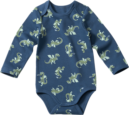 Body Langarm mit Drachen-Muster, blau, Gr. 74/80 ALANA