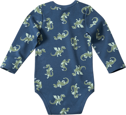 Body Langarm mit Drachen-Muster, blau, Gr. 74/80 ALANA