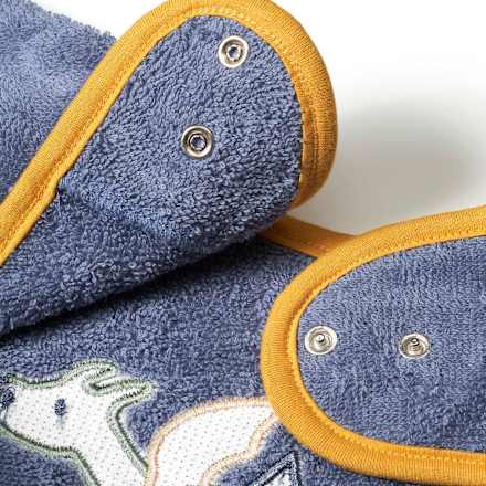 Ärmellätzchen mit Drachen-Motiv, blau ALANA