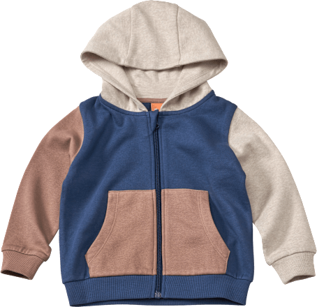 Sweatjacke mit Kapuze, braun & blau, Gr. 98 PUSBLU