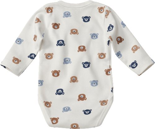 Wickelbody mit Bären-Muster, weiß & braun & blau, Gr. 50/56 ALANA