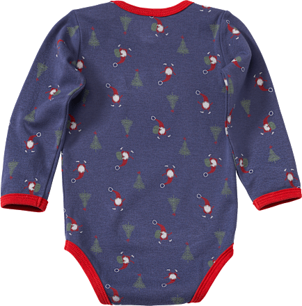 Body Langarm mit Wichtel-Muster, blau & rot, Gr. 98/104 ALANA