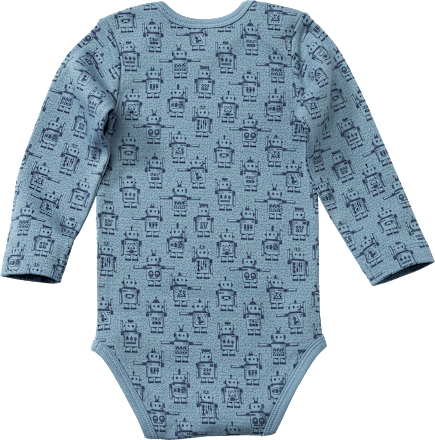 Body Langarm mit Roboter-Muster, blau, Gr. 86/92 ALANA