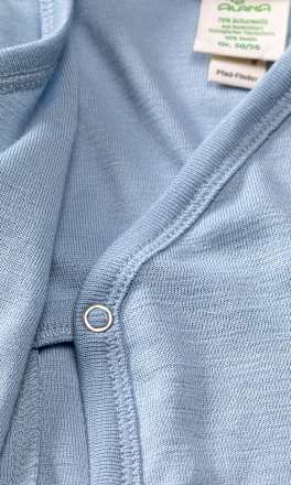 Baby Wickelbody, Gr. 50/56, in Bio-Wolle und Seide, blau, für Mädchen und Jungen ALANA