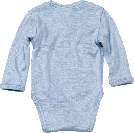 Baby Wickelbody, Gr. 62/68, in Bio-Wolle und Seide, blau, für Mädchen und Jungen ALANA