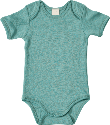 Body Kurzarm aus Bio-Wolle und Seide, blaugrün, Gr. 86/92 ALANA