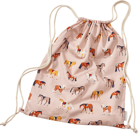 Turnbeutel mit Pferde-Muster, rosa, ca. 32 x 40 cm ALANA