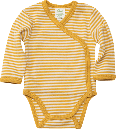 Wickelbody aus Bio-Wolle und Seide, weiß & gelb, Gr. 50/56 ALANA